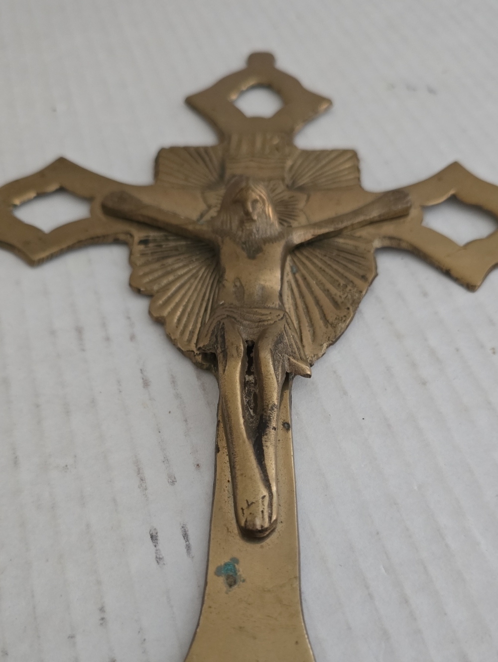 Vintage Solid Brass Crucifix Cross Wall Hanging From India - Picture 8 of 16